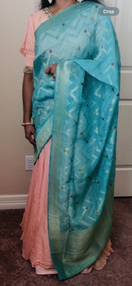 Picture of Crepe lehenga with pure pattu dupatta