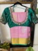 Picture of Baby pink and pink Pattu Saree with heavy maggam work blouse 
