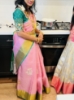 Picture of Baby pink and pink Pattu Saree with heavy maggam work blouse 