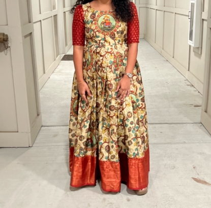 Picture of Semi Pattu Kalamkari Full length Dress