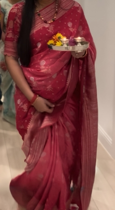 Picture of Munga Banaras crape saree with all over zari weave blouse
