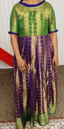 Picture of Purple 💜 and Green 💚 kota benaras long frock 