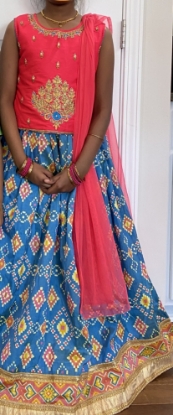 Picture of Blue and pink lehanga choli 8-10y