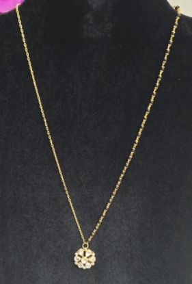 Picture of NEW 92.5 Silver Black beads chain with moissanite pendant