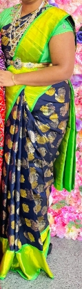 Picture of Kanchipuram silk saree paired with maggam work blouse