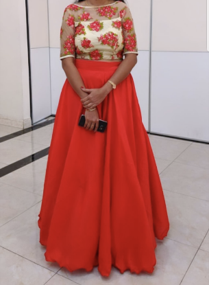 Picture of Beautiful Red croptop with skirt