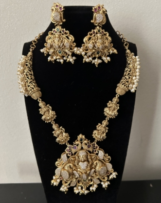 Picture of Deep nakshi 3d necklace in gold finish 