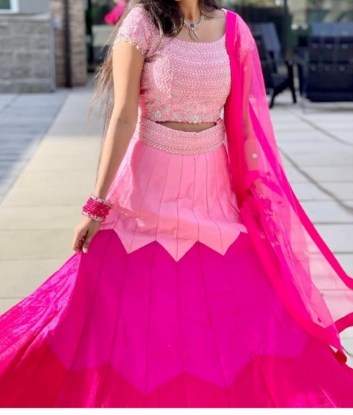 Picture of Pure Raw silk designer Lehenga with heavy work blouse