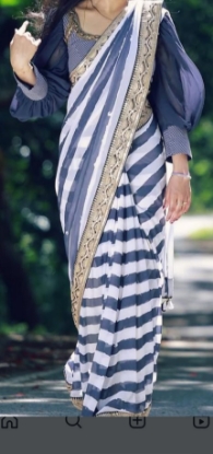 Picture of Black and white partywear saree