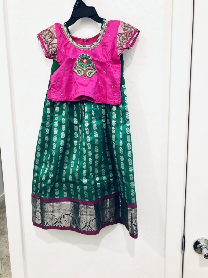 Picture of Pattu Langa with Maggam blouse 1-3y