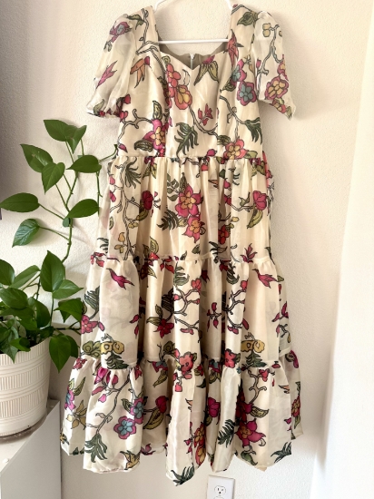 Picture of White silk floral frock 