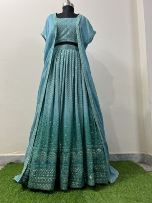 Picture of Never worn Chikankari cape lehenga set 
