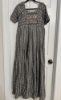 Picture of Grey khadi cotton ikkath print long dress