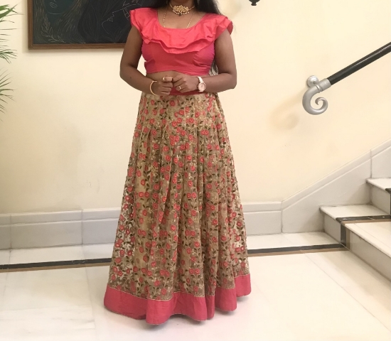Picture of Floral Lehenga set with ruffle blouse
