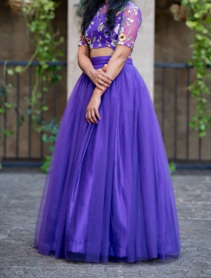 Picture of Purple lehenga with floral croptop 