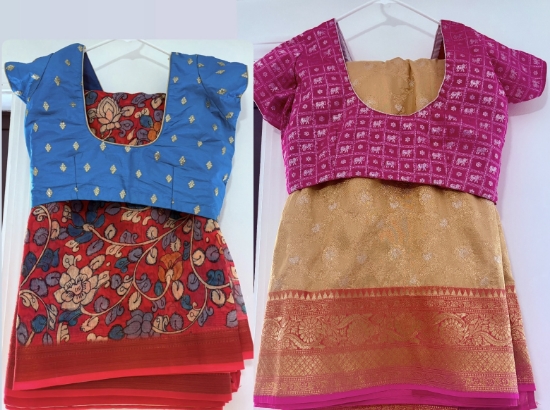Picture of banaras and kalamkari saree combo