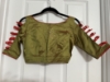 Picture of Red and olive green crop top lehenga 