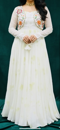 Picture of Detachable Embroidery over coat long  frock 
