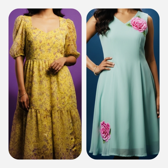 Picture of Combo: Pure Georgette Midi Dresses 