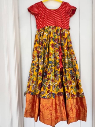 Picture of Pure Pen Kalamkari Kanchi Pattu frock 6-7y