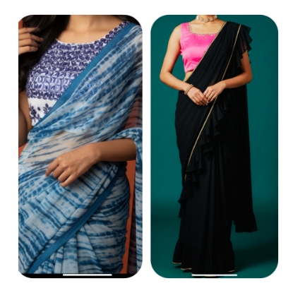 Picture of New 1 min and ruffle sarees with designer blouses 