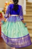 Picture of Blue kanjeevaram lehanga with heavy zardosi work 4-5y 