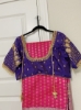 Picture of Beautiful pink pattu saree with purple heavy work blouse 