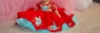 Picture of Red and Sky blue designer frock 0-2 years