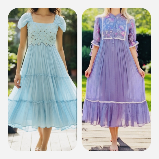 Picture of Combo : Designer  Pure Mul Cotton Pastel Dresses
