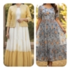 Picture of chanderi and cotton tiered frocks combo