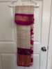 Picture of Beige white Ikkat Saree with Pink Border