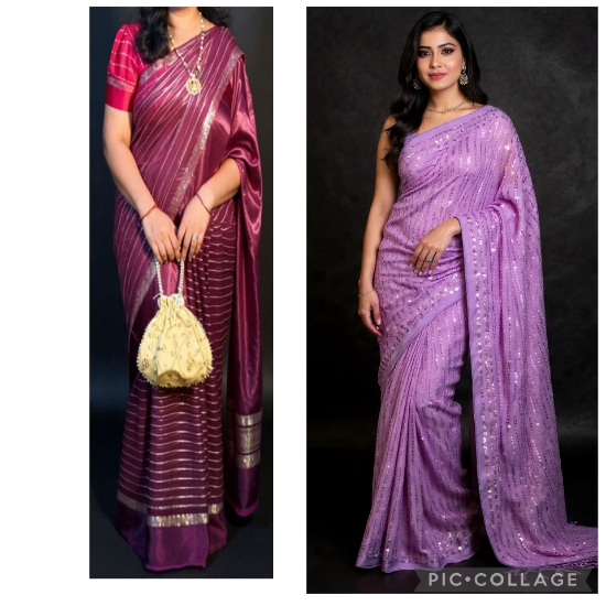 Picture of Silk and Sequin Saree combo