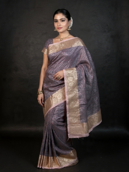 Picture of Lavender Crushed Tissue Saree