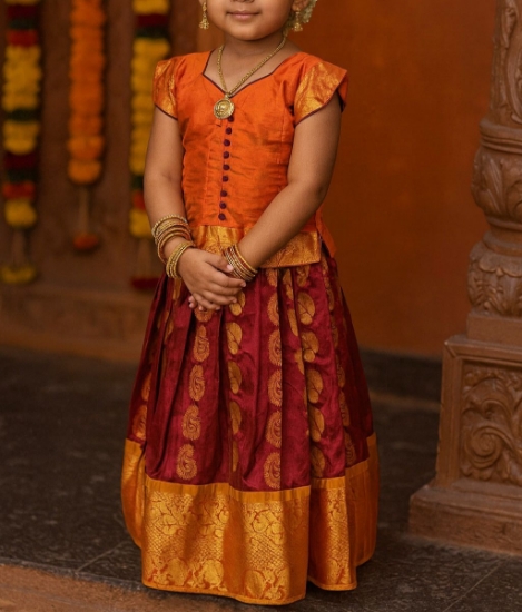 Picture of New Pure kanchi pattu langa 3-4 years