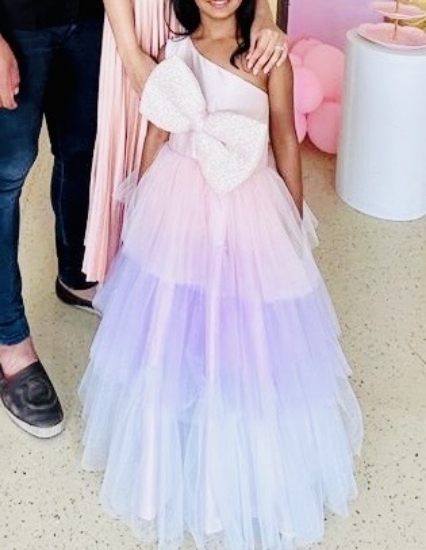 Picture of Pastel multi colored tulle dress - one shoulder 4-6y