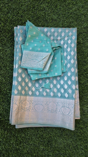 Picture of New Mint green banaras saree