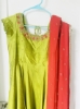 Picture of Pure raw silk with maggam work dress with work dupatta
