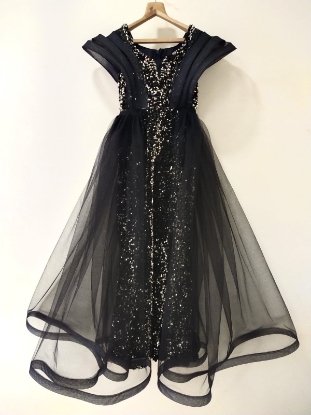 Picture of Kids Black velvet bling cocktail dress 8-9y