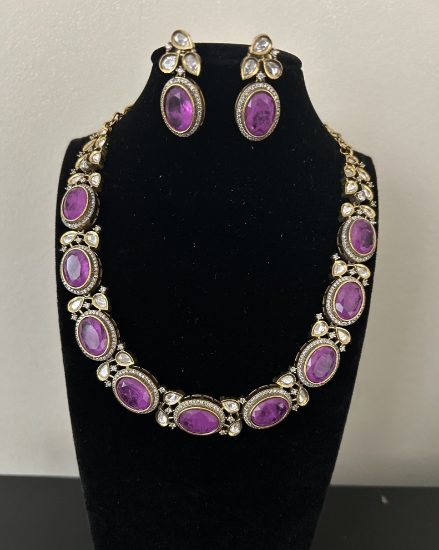 Picture of Victorian Moissanite doublet set in purple 