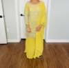 Picture of Yellow georgette sharara set