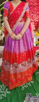 Picture of Red and Lavender Pink Lehenga
