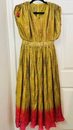 Picture of Mehendi Green Chinon Long Gown 12-15y