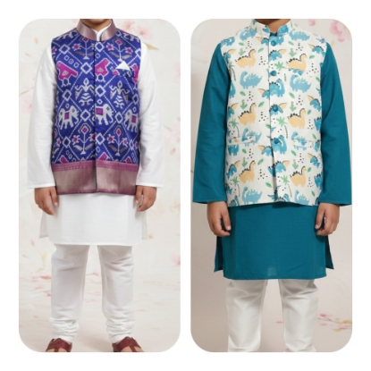 Picture of Combo : Dino & Patola : Modi 3 pc kurtha sets 6-7y