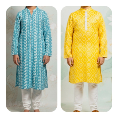 Picture of Combo : Bandhini & Chikankari 2 pc kurtha sets  6-8y
