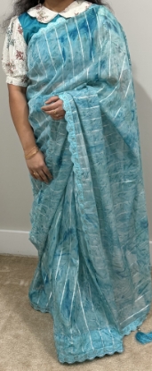 Picture of Light blue organza saree 