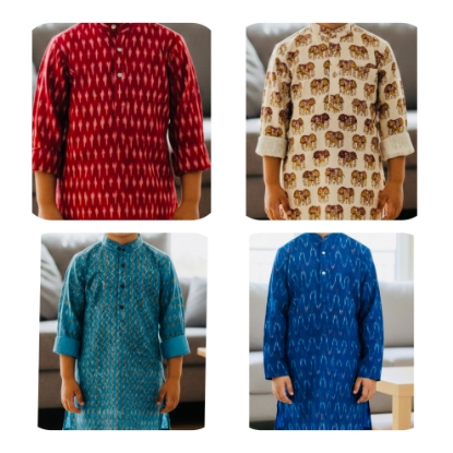 Picture of Size 6-7 Yrs : Combo : 4 Pure Cotton Kurtha Tops Only 