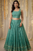 Picture of New Teal Blue Georgette Lehenga with Cape(XL–XXL)