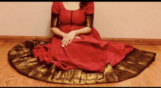 Picture of Red Sungudi long frock