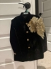 Picture of black velvet kurta with lion embroidery on shoulder 2-3y