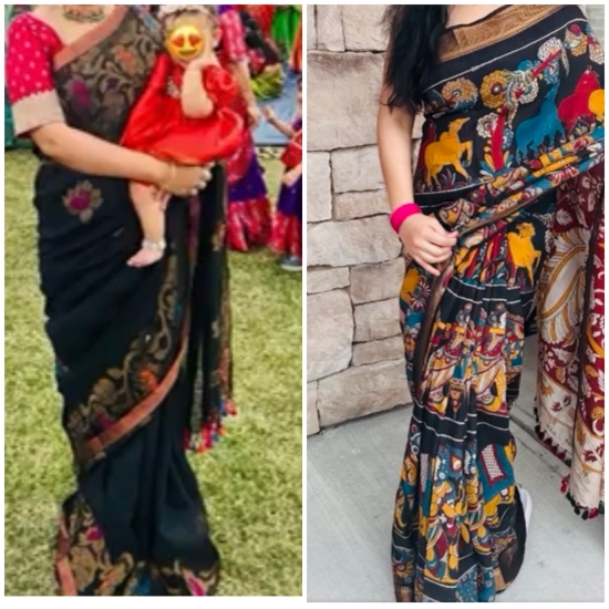Picture of Linen and kalamkari Sarees Combo